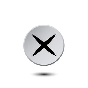 Light gray button with a black cross illustration Stock Illustration