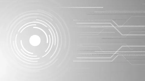 Light gray digital HUD visual white circular target, subtle circuit paths, and c Stock-Footage 340526343