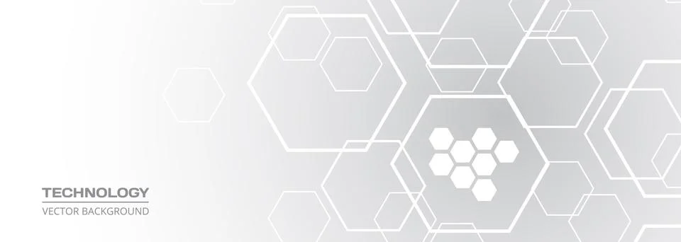 Light gray hexagon technology abstract background soft gradient minimalist Stock Illustration