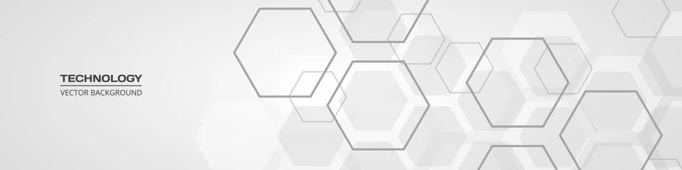 Light gray hexagon technology abstract background soft gradient minimalist Stock Illustration
