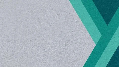 Light gray textured paper background with teal, emerald and cyan geometric .. Stock Illustration