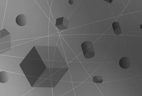Light Gray vector background with 3D cubes, cylinders, spheres, rectangles. Stockillustratie