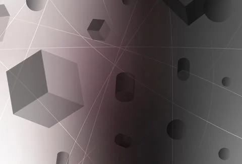 Light Gray vector template with 3D cubes, cylinders, spheres, rectangles. イラスト素材