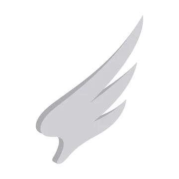 Light gray wing icon, isometric 3d style Stock Illustration