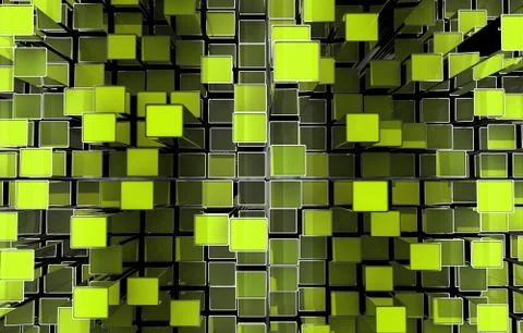 Light green 3d cubes pattern background illustration. Stock Illustration