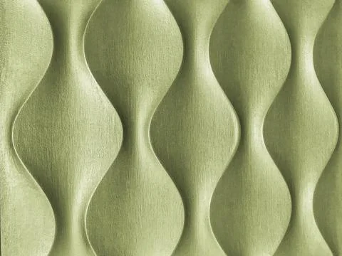 Light green 3D interior decorative wall panel with wavy geometric shape. Illustrazione stock