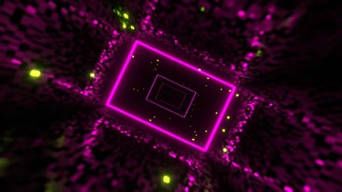 Light Green and Pink Corridor with Neon Rectangles Background VJ Loop l 4K Stock Footage 299568292