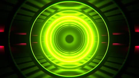 Light Green and Pink Sci-Fi Tunnel with Round Arches Background VJ Loop l 4K Stock Footage 295878902