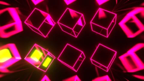 Light Green and Pink Strobe Neon Twirling Cubes Background VJ Loop in 4K Stock Footage 308534237