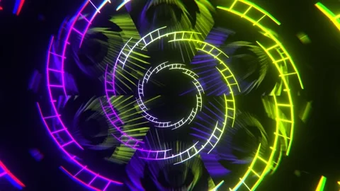 Light Green and Puple Bright Spiral Neon Abstract Background VJ Loop l 4K Stock Footage 296010105