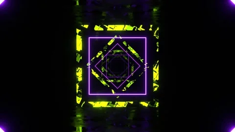 Light Green and Purple Square Abstract Hallway Background VJ Loop l 4K Stock Footage 299568443
