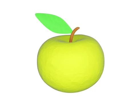 Light green apple isolated on white, 3d render Stock Illustration
