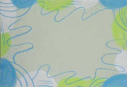 Light green background with light green and blue spots and a pattern around the イラスト素材