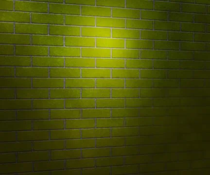 Light on green brick wall studio background Stock Illustration