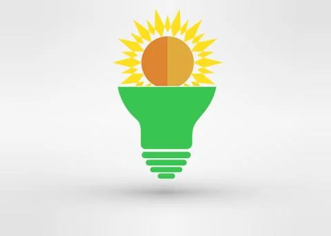 Light green bulb with  sun. Vector Stock-Illustration