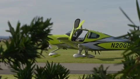 Light Green Cirrus SR22 G7 Ultralight Aircraft at Aldinga Airfield 18 Jan 2023 Stock Footage 304094889