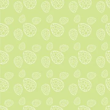 Light green color pattern with eggs decorated in white circles in doodle styl Stock Illustration