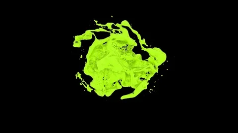 Light green color ring splashes wild and turbulent - on black, + alpha (FULL HD) Video stock 83828803