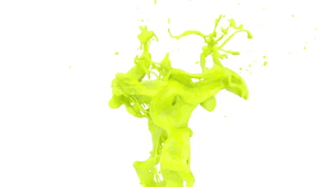 Light green color splash in super slow motion, isolated on white (FULL HD) Video stock 44520739