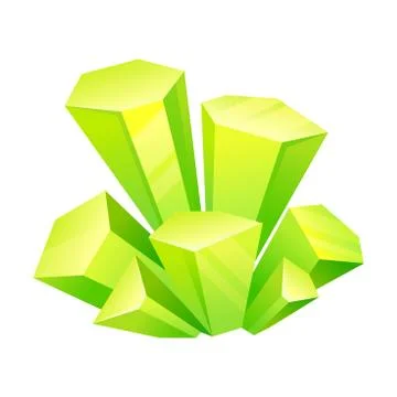 Light green crystals. Vector illustration on a white background. Illustrazione stock