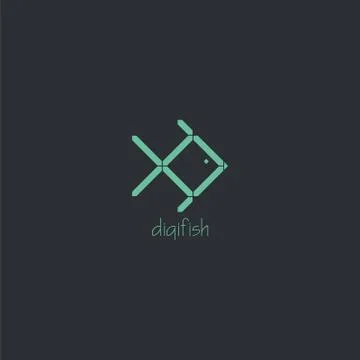 Light green digital fish logo vector design Иллюстрация