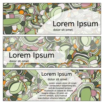Light green doodle banners. Stock Illustration