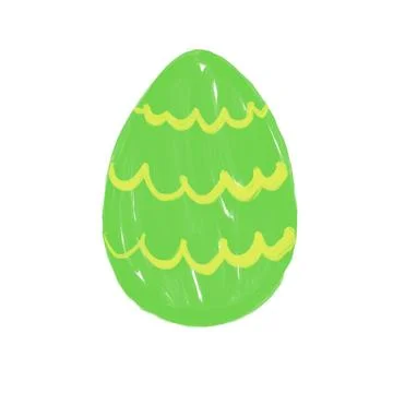 Light Green Egg with Yellow Wavy Pattern Stock Illustration