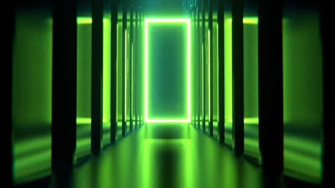 Light Green Elegant Neon Alien Endless Corridor Background VJ Loop l 4K Stock Footage 301241776