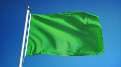 Light green flag in slow motion seamlessly looped with alpha Stock Footage 65513556