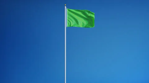 Light green flag in slow motion seamlessly looped with alpha Stock Footage 65513622