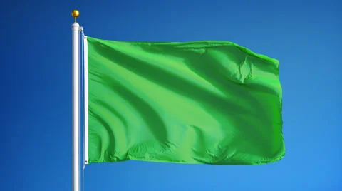 Light green flag in slow motion seamlessly looped with alpha Stock Footage 65513714