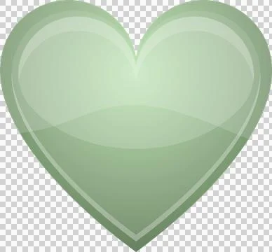 A light green, heart-shaped object with a subtle shine, set against a solid.. Stock Illustration