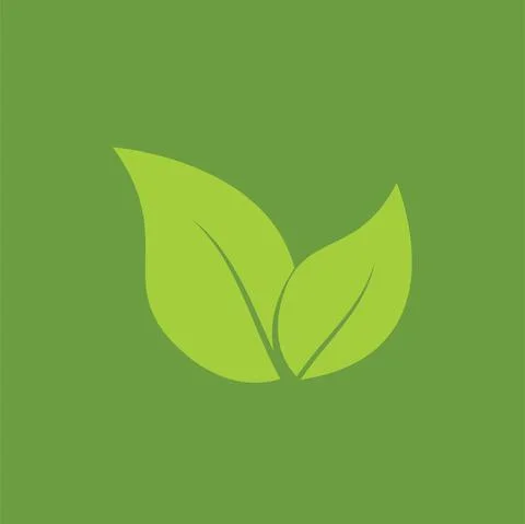 Light green leaf isolated item on green background design, vector leaf logo  Stock-Illustration