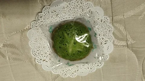 This light green mud cake is very delicious Stock Footage 224246085