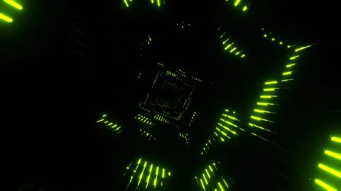 Light Green Neon Equalizer in a Square Tunnel Background VJ Loop in 4K 库存影片 328357809
