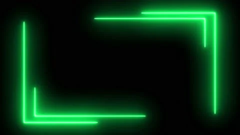 Light green neon frame lighting on black background Stock Footage 220045758