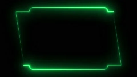 Light green neon frame lighting on black background Stock Footage 220045774
