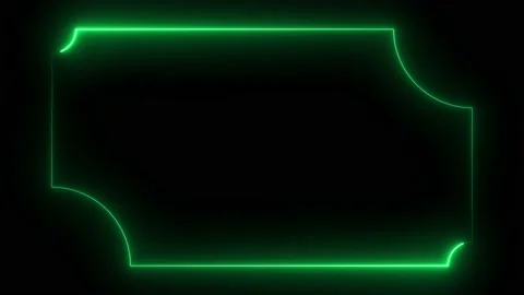 Light green neon frame lighting on black background Stock Footage 220045830