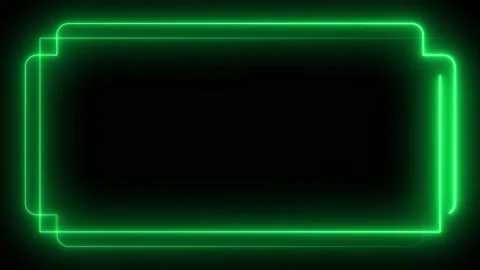 Light green neon frame lighting on black background Stock Footage 220045831
