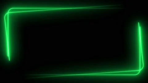 Light green neon frame lighting on black background Stock Footage 220045867