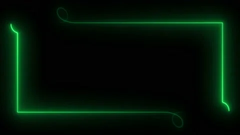 Light green neon frame lighting on black background Stock Footage 220045868