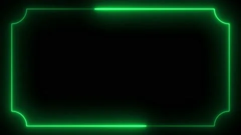 Light green neon frame lighting on black background Stock Footage 220045903