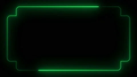 Light green neon frame lighting on black background Stock Footage 220045904