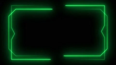 Light green neon frame lighting on black background Stock Footage 220045926
