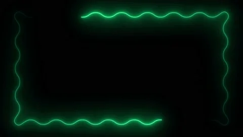 LIGHT GREEN neon light rays swirling in the frame on black background Stock Footage 219597175