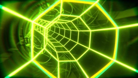 Light Green Neon Octagonal Torus Tunnel Background VJ Loop l 4K Stock Footage 294919085