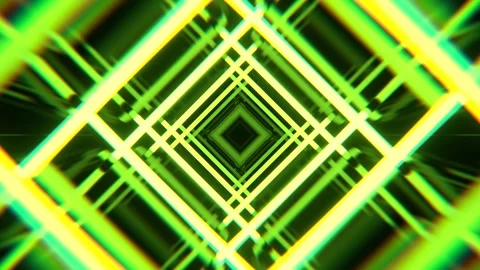 Light Green Neon Pulse Square Tunnel Background VJ Loop l 4K Stock Footage 301885970