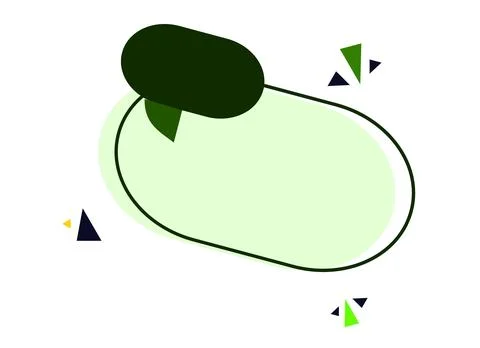 Light green oval frame with dark green accent shape, Modern abstract speech b Illustrazione stock