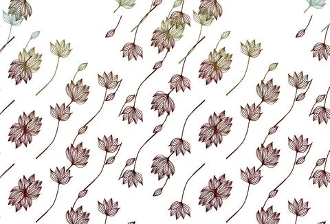 Light Green, Red vector hand painted pattern. Stock Illustration