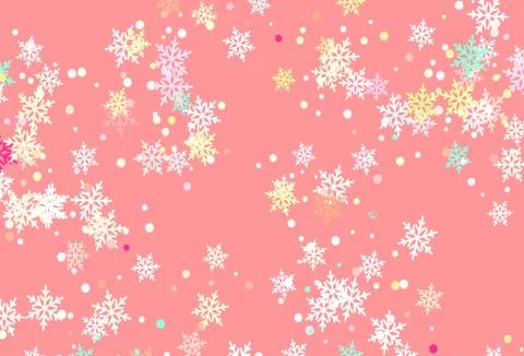 Light Green, Red vector pattern with christmas snowflakes. Illustrazione stock